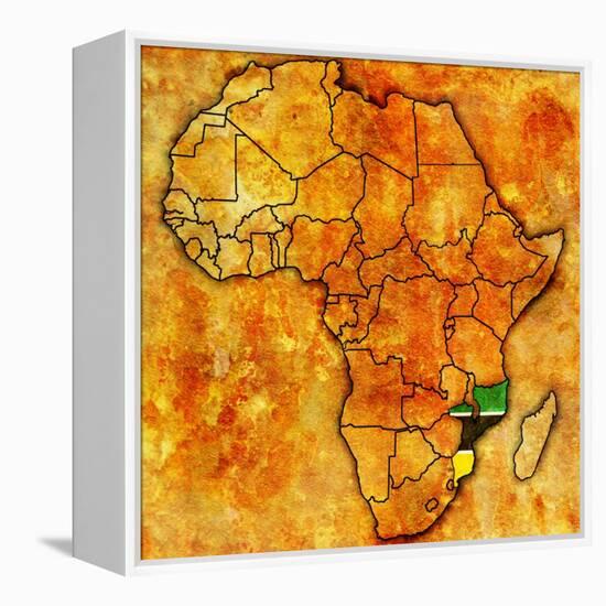 Mozambique on Actual Map of Africa-michal812-Framed Stretched Canvas