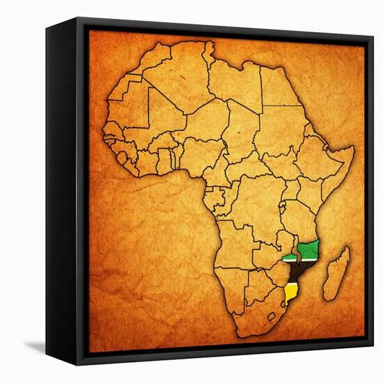 Mozambique on Actual Map of Africa-michal812-Framed Stretched Canvas