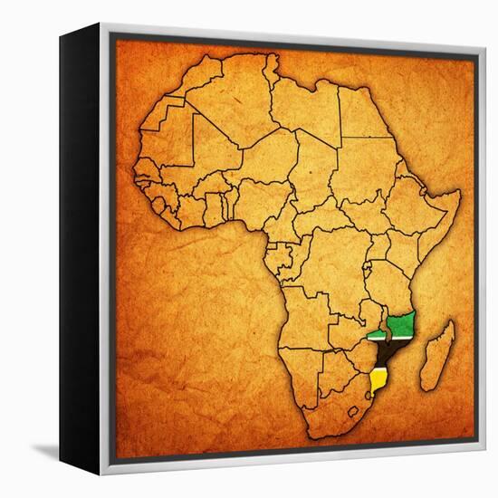 Mozambique on Actual Map of Africa-michal812-Framed Stretched Canvas