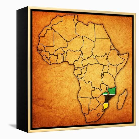 Mozambique on Actual Map of Africa-michal812-Framed Stretched Canvas