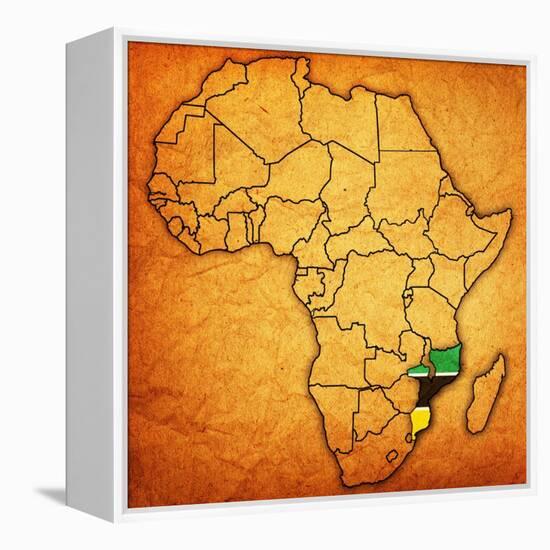 Mozambique on Actual Map of Africa-michal812-Framed Stretched Canvas