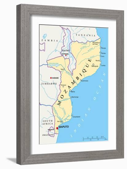 Mozambique Political Map-Peter Hermes Furian-Framed Art Print