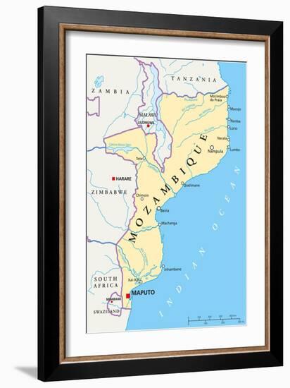 Mozambique Political Map-Peter Hermes Furian-Framed Art Print
