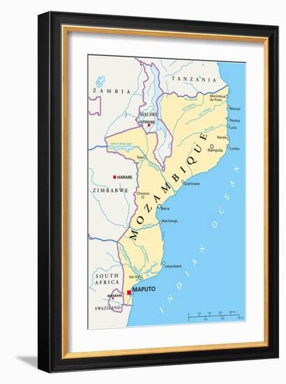 Mozambique Political Map-Peter Hermes Furian-Framed Art Print