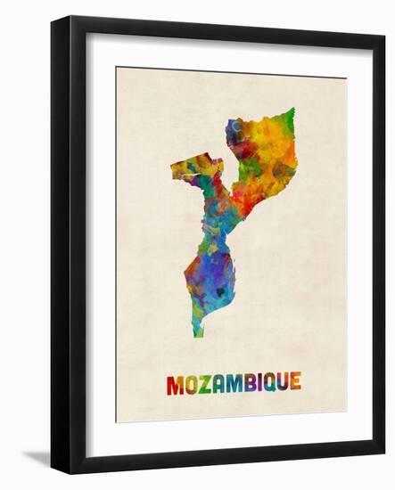 Mozambique Watercolor Map-Michael Tompsett-Framed Art Print