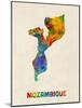 Mozambique Watercolor Map-Michael Tompsett-Mounted Art Print