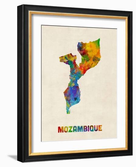 Mozambique Watercolor Map-Michael Tompsett-Framed Art Print