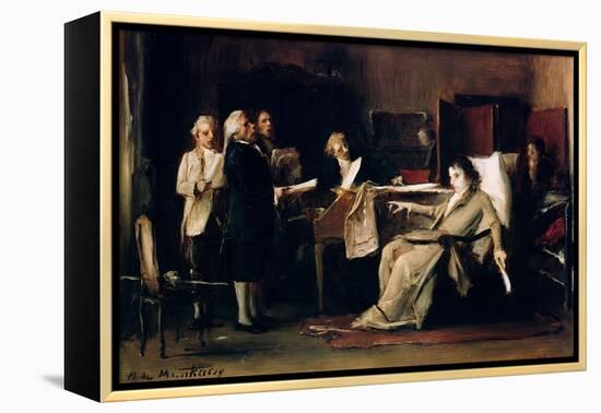 Mozart Directing His Requiem on His Deathbed-Mihaly Munkacsy-Framed Premier Image Canvas