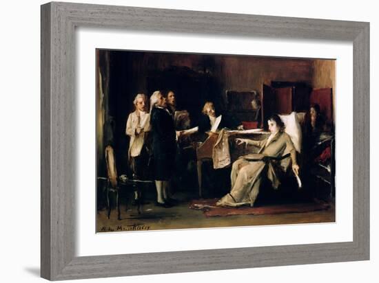 Mozart Directing His Requiem on His Deathbed-Mihaly Munkacsy-Framed Giclee Print