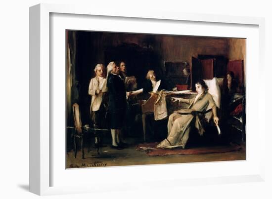 Mozart Directing His Requiem on His Deathbed-Mihaly Munkacsy-Framed Giclee Print
