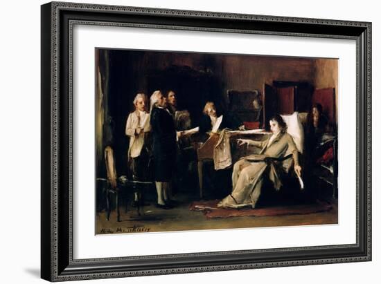 Mozart Directing His Requiem on His Deathbed-Mihaly Munkacsy-Framed Giclee Print