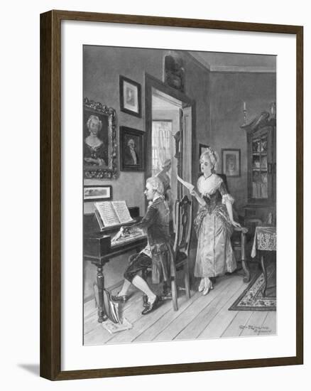 Mozart Playing Piano for Young Songstress-null-Framed Giclee Print