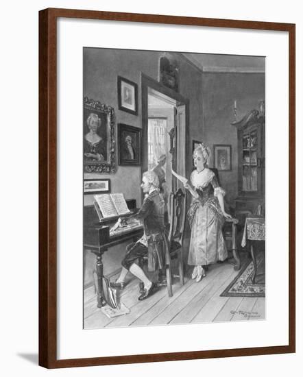 Mozart Playing Piano for Young Songstress-null-Framed Giclee Print