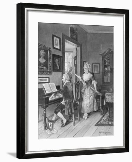 Mozart Playing Piano for Young Songstress-null-Framed Giclee Print