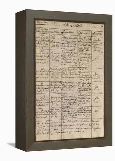 Mozart's Entry in the Baptismal Register, 1756-Austrian School-Framed Premier Image Canvas