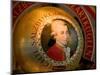 Mozart's Face on Chocolate Wrapper, Salzburg, Austria-David Barnes-Mounted Photographic Print