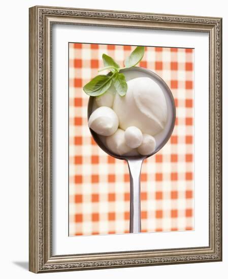 Mozzarella with Basil in Ladle-Marc O^ Finley-Framed Photographic Print