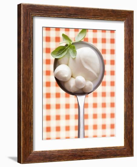 Mozzarella with Basil in Ladle-Marc O^ Finley-Framed Photographic Print