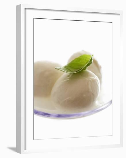 Mozzarella with Basil on Plastic Spoon-Marc O^ Finley-Framed Photographic Print