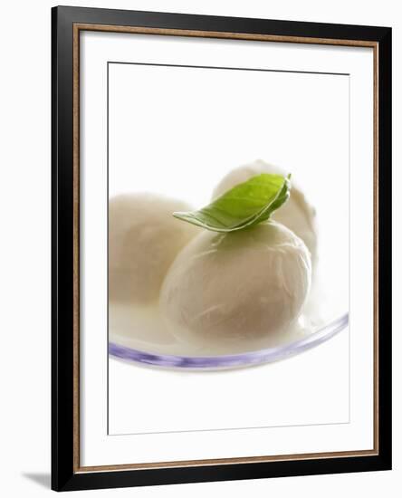 Mozzarella with Basil on Plastic Spoon-Marc O^ Finley-Framed Photographic Print