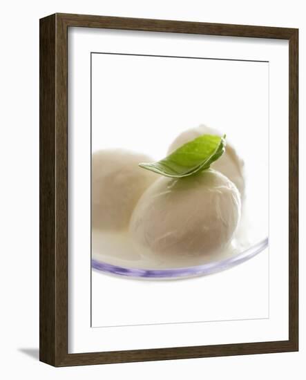 Mozzarella with Basil on Plastic Spoon-Marc O^ Finley-Framed Photographic Print