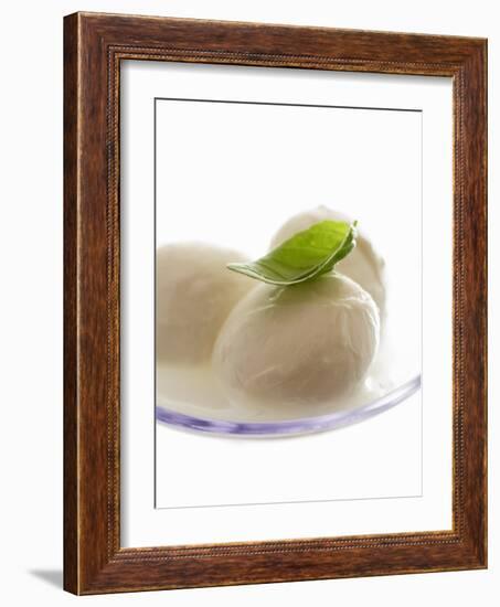 Mozzarella with Basil on Plastic Spoon-Marc O^ Finley-Framed Photographic Print