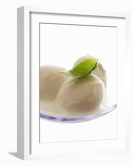 Mozzarella with Basil on Plastic Spoon-Marc O^ Finley-Framed Photographic Print