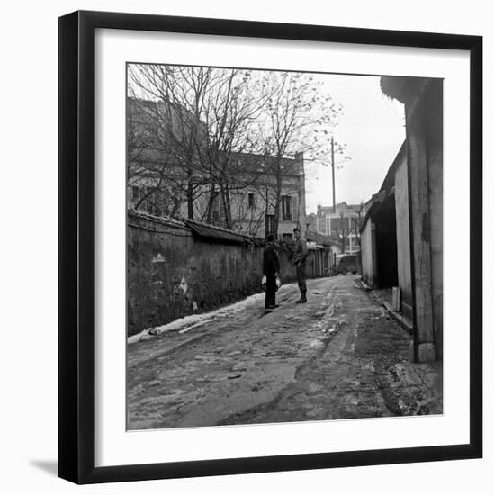 Mp Talking to Man Where Smuggling Operation Was Selling Stolen Us Military Tools, France, 1945-David Scherman-Framed Photographic Print