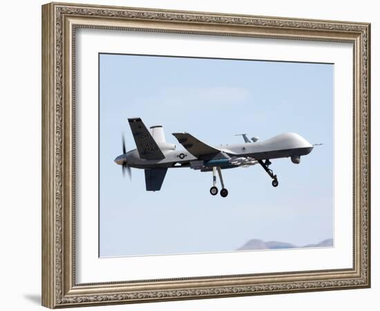 MQ-9 Reaper Drone on a Training Mission Above Creech Air Force Base, Aug. 2008-null-Framed Photo