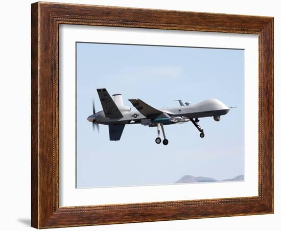 MQ-9 Reaper Drone on a Training Mission Above Creech Air Force Base, Aug. 2008-null-Framed Photo