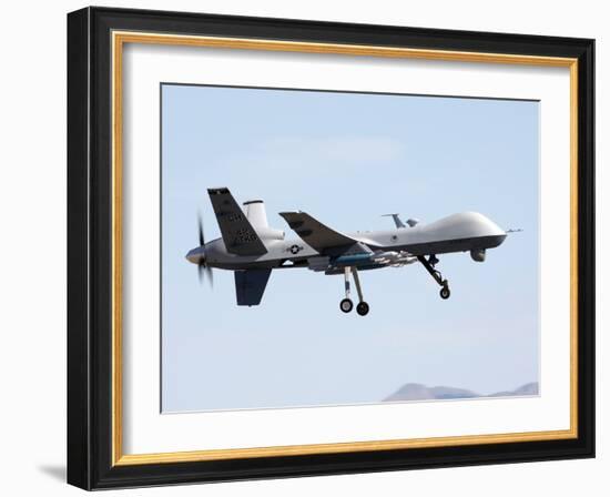 MQ-9 Reaper Drone on a Training Mission Above Creech Air Force Base, Aug. 2008-null-Framed Photo