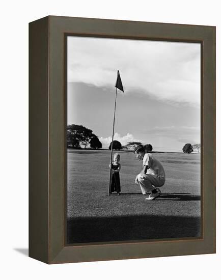 Mr. Ainar Westley and His Son Mike on the Golf Course at the Canlubang Sugarcane Plantation-Carl Mydans-Framed Premier Image Canvas