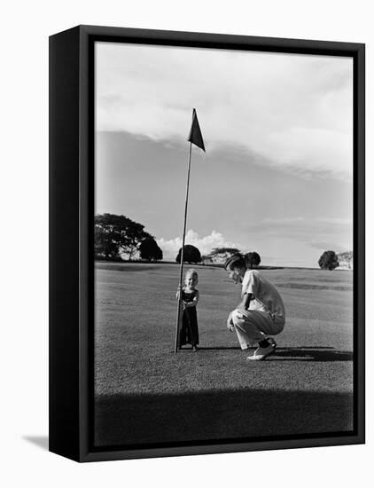 Mr. Ainar Westley and His Son Mike on the Golf Course at the Canlubang Sugarcane Plantation-Carl Mydans-Framed Premier Image Canvas