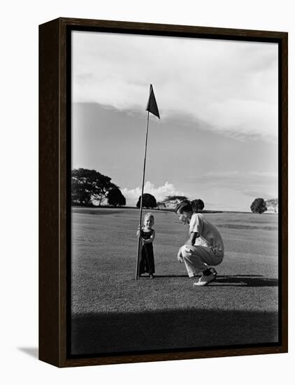Mr. Ainar Westley and His Son Mike on the Golf Course at the Canlubang Sugarcane Plantation-Carl Mydans-Framed Premier Image Canvas