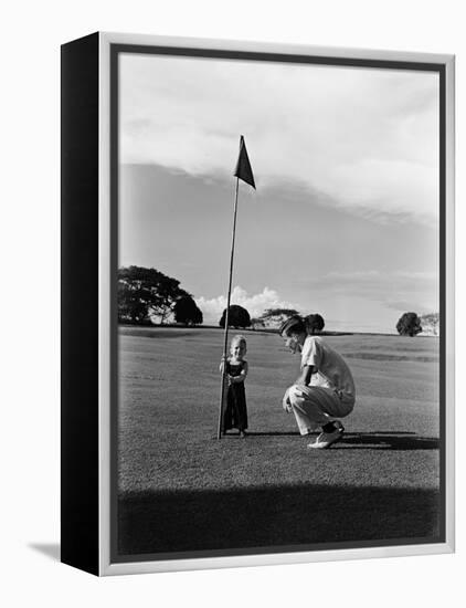 Mr. Ainar Westley and His Son Mike on the Golf Course at the Canlubang Sugarcane Plantation-Carl Mydans-Framed Premier Image Canvas