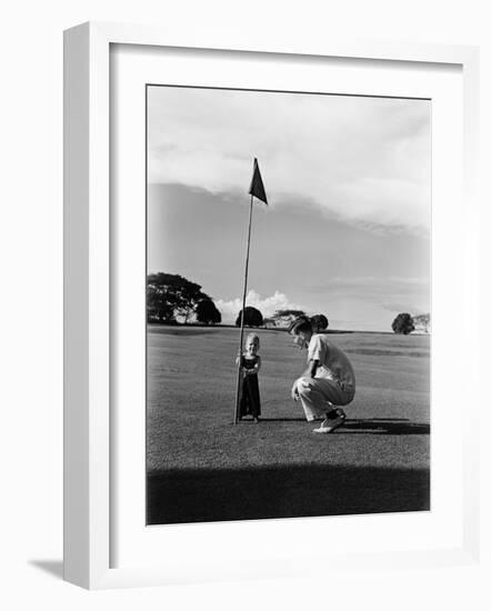 Mr. Ainar Westley and His Son Mike on the Golf Course at the Canlubang Sugarcane Plantation-Carl Mydans-Framed Photographic Print