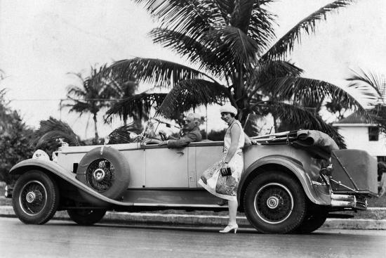Mr. Albert Means at the Steering Wheel of His Packard Roadster, C ...