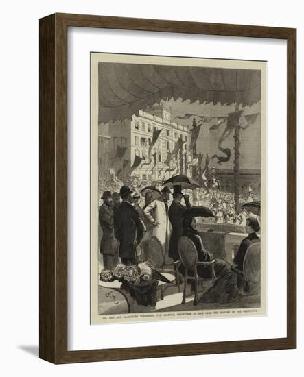 Mr and Mrs Gladstone Witnessing the Carnival Procession at Nice from the Balcony of the Prefecture-null-Framed Giclee Print