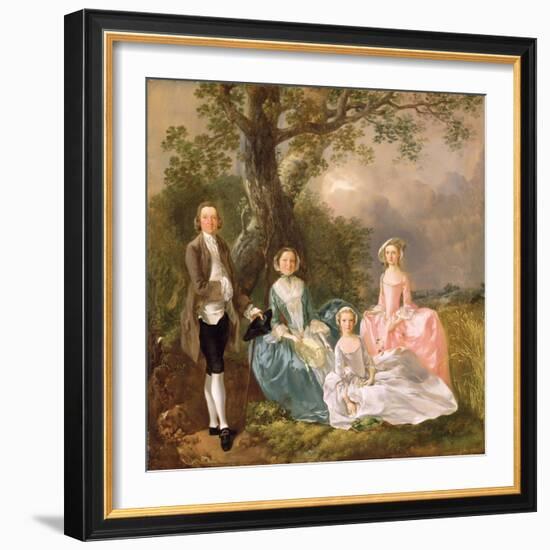 Mr and Mrs John Gravenor and their Daughters, Elizabeth and Ann-Thomas Gainsborough-Framed Giclee Print