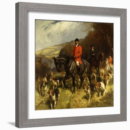 Mr and Mrs Lewis Priestman on Hunters with the Braes of Derwent Hunt in a Landscape-John Charlton-Framed Giclee Print