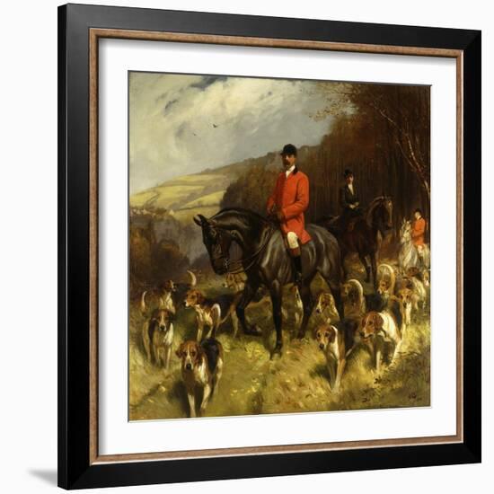 Mr and Mrs Lewis Priestman on Hunters with the Braes of Derwent Hunt in a Landscape-John Charlton-Framed Giclee Print