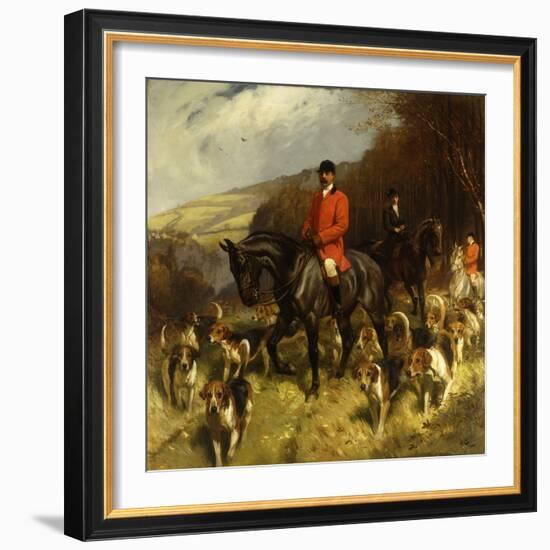 Mr and Mrs Lewis Priestman on Hunters with the Braes of Derwent Hunt in a Landscape-John Charlton-Framed Giclee Print