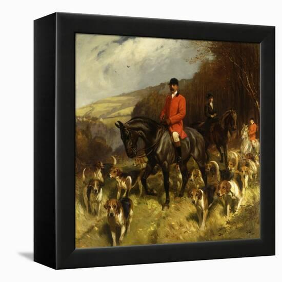 Mr and Mrs Lewis Priestman on Hunters with the Braes of Derwent Hunt in a Landscape-John Charlton-Framed Premier Image Canvas