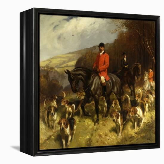 Mr and Mrs Lewis Priestman on Hunters with the Braes of Derwent Hunt in a Landscape-John Charlton-Framed Premier Image Canvas