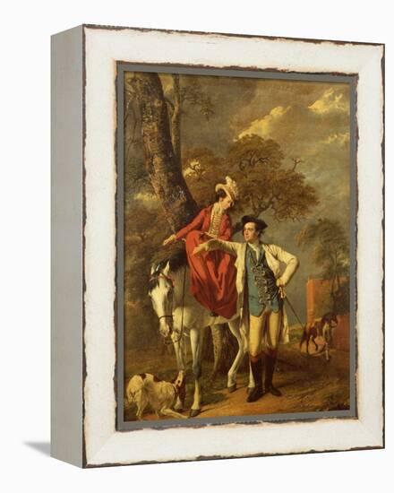 Mr. and Mrs. Thomas Coltman About to Set out on a Ride, Full Length-Joseph Wright of Derby-Framed Premier Image Canvas