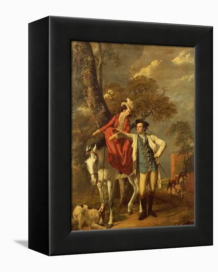 Mr. and Mrs. Thomas Coltman About to Set out on a Ride, Full Length-Joseph Wright of Derby-Framed Premier Image Canvas