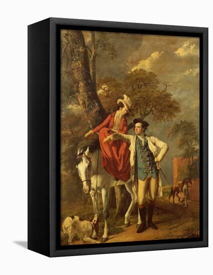 Mr. and Mrs. Thomas Coltman About to Set out on a Ride, Full Length-Joseph Wright of Derby-Framed Premier Image Canvas