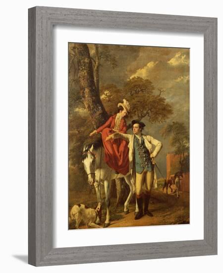 Mr. and Mrs. Thomas Coltman About to Set out on a Ride, Full Length-Joseph Wright of Derby-Framed Giclee Print