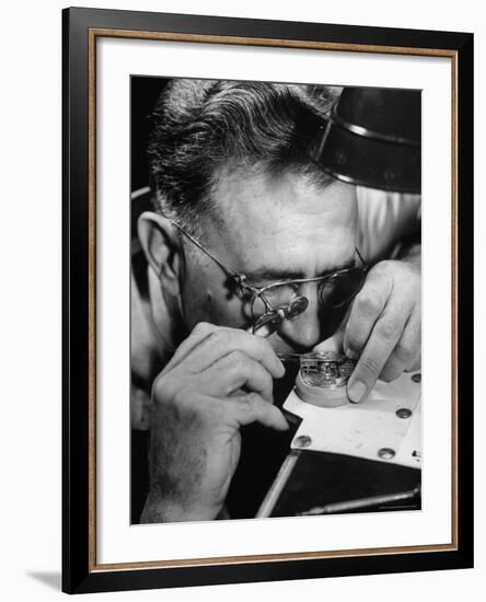 Mr. Blank Regulating the Unit at the Elgin Watch Co. Plant-Bernard Hoffman-Framed Photographic Print