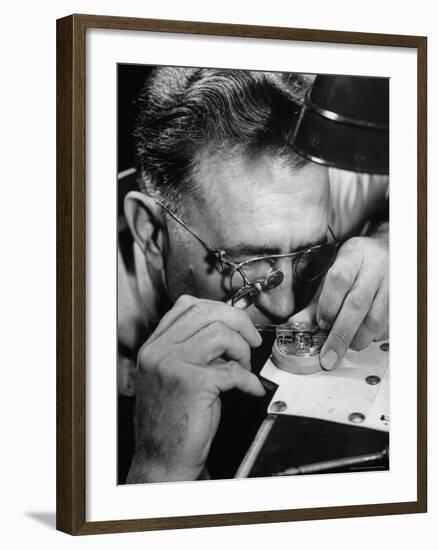Mr. Blank Regulating the Unit at the Elgin Watch Co. Plant-Bernard Hoffman-Framed Photographic Print